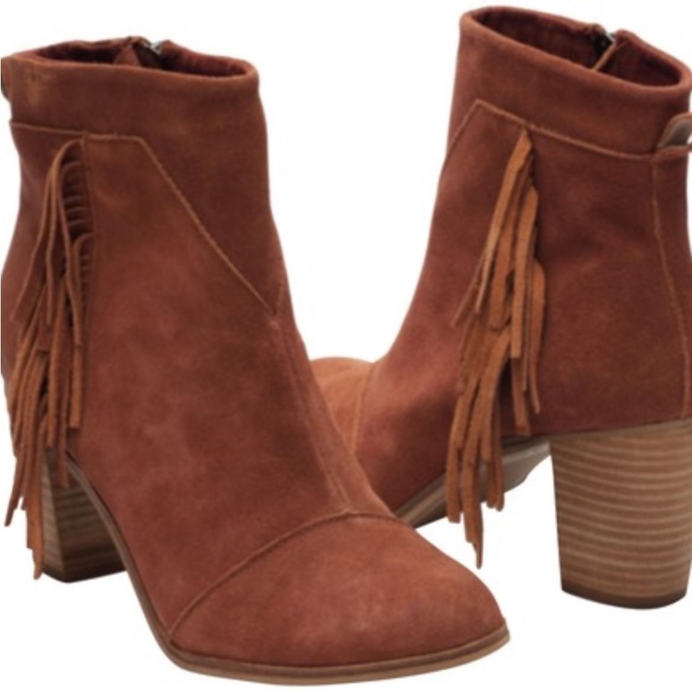 TOMS Lunata Fringe Suede Ankle Boot